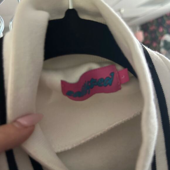 Edikted Cowboys Snap Front Varsity Jacket White Size Large - Picture 2 of 6